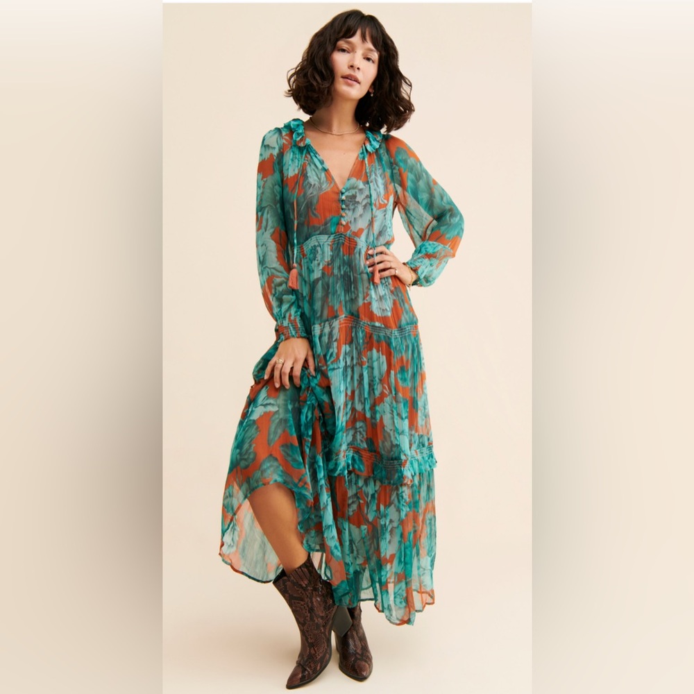 Anthropologie | the Marais Printed Tiered Maxi Dress, petite small